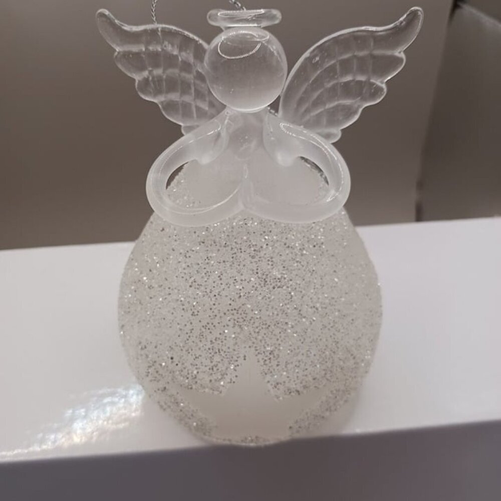 Bogo glass star angel with lovely frosted  glitter holding heart